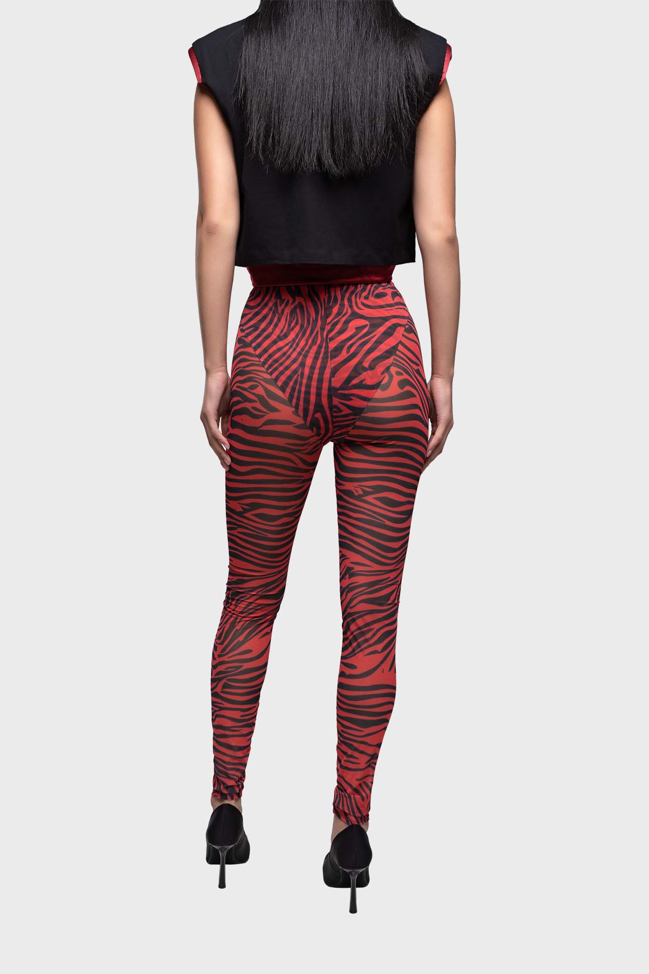 Red zebra leggins