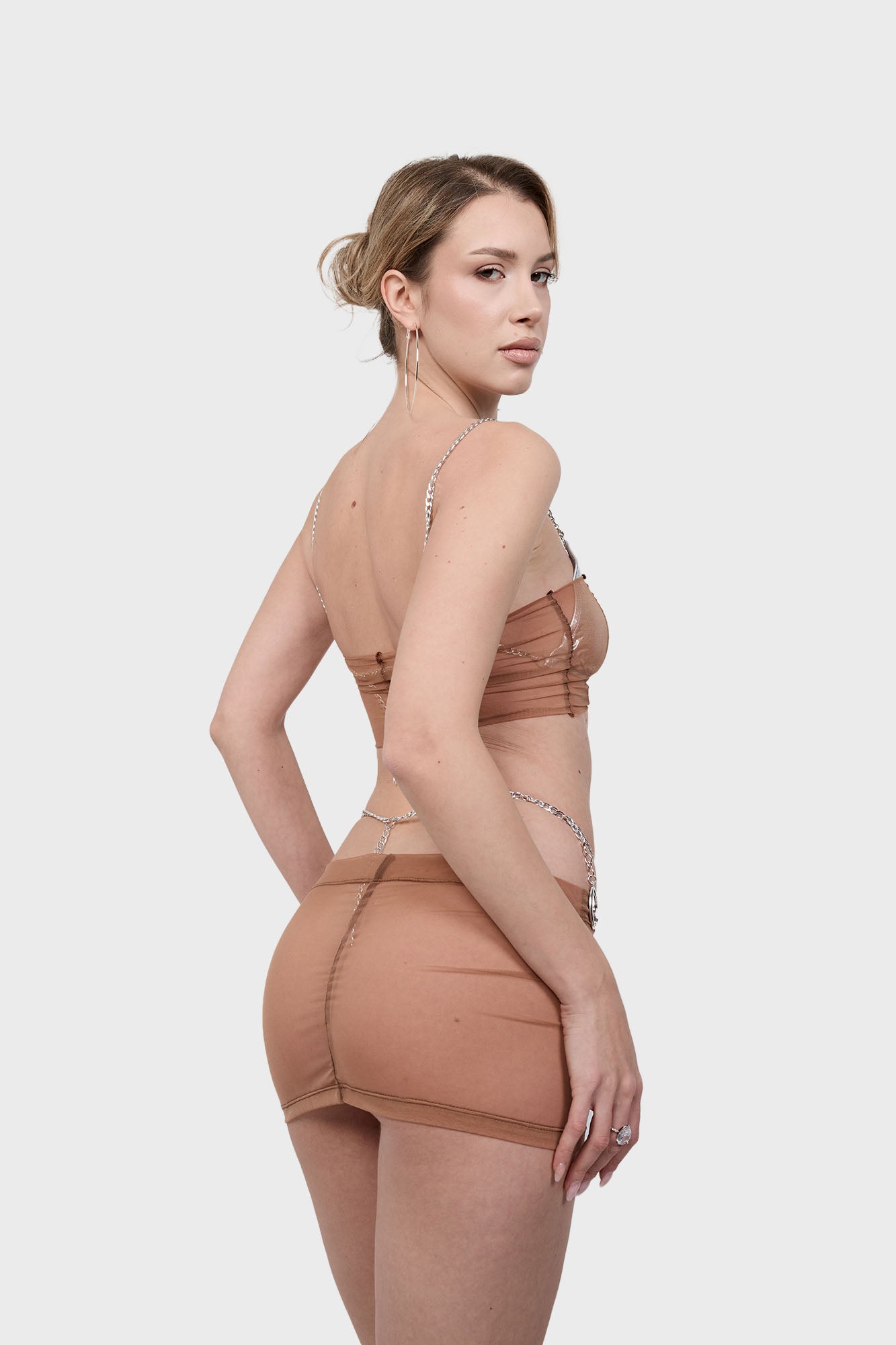 Nude mini skirt
