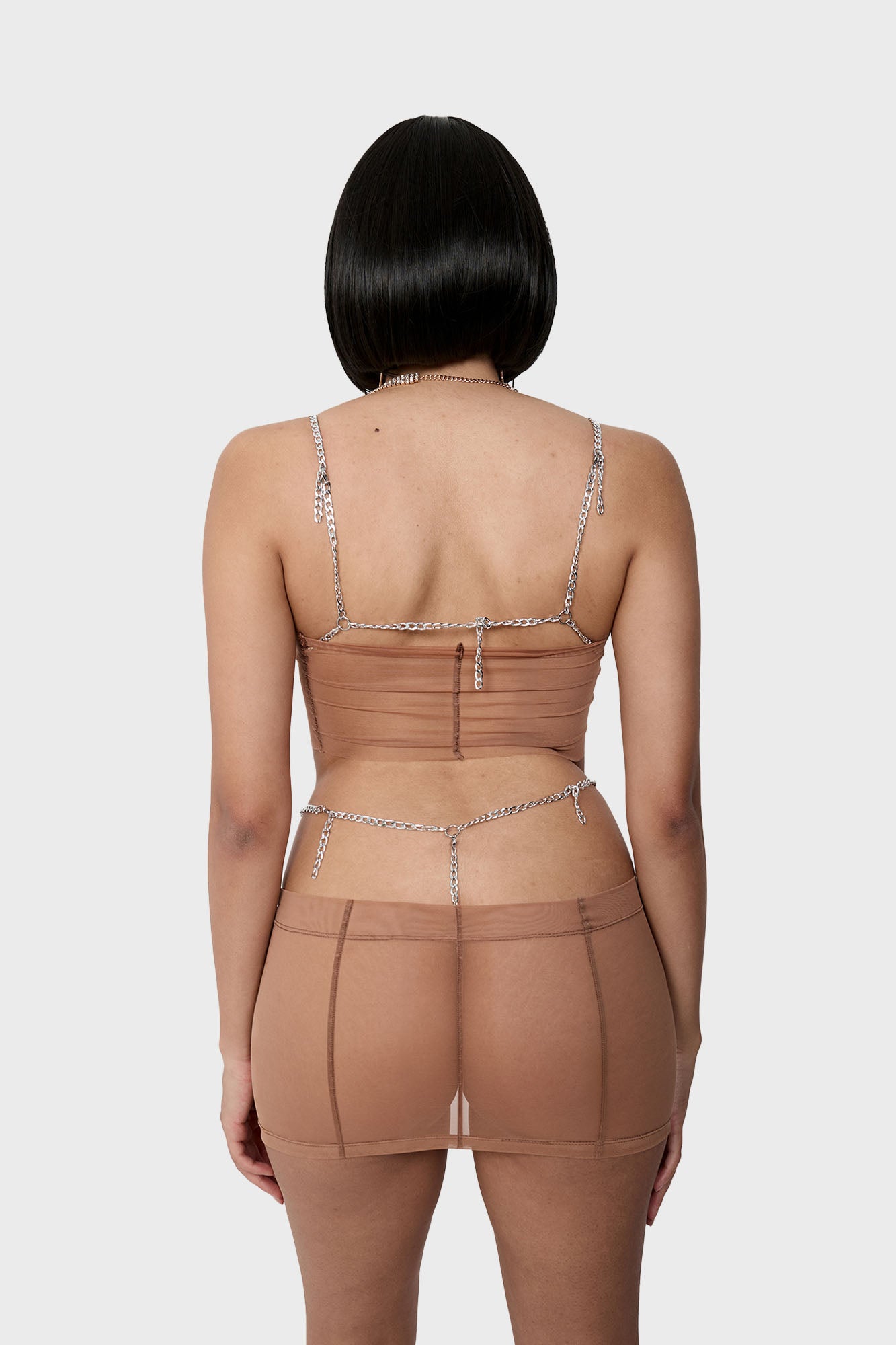 Nude mini skirt