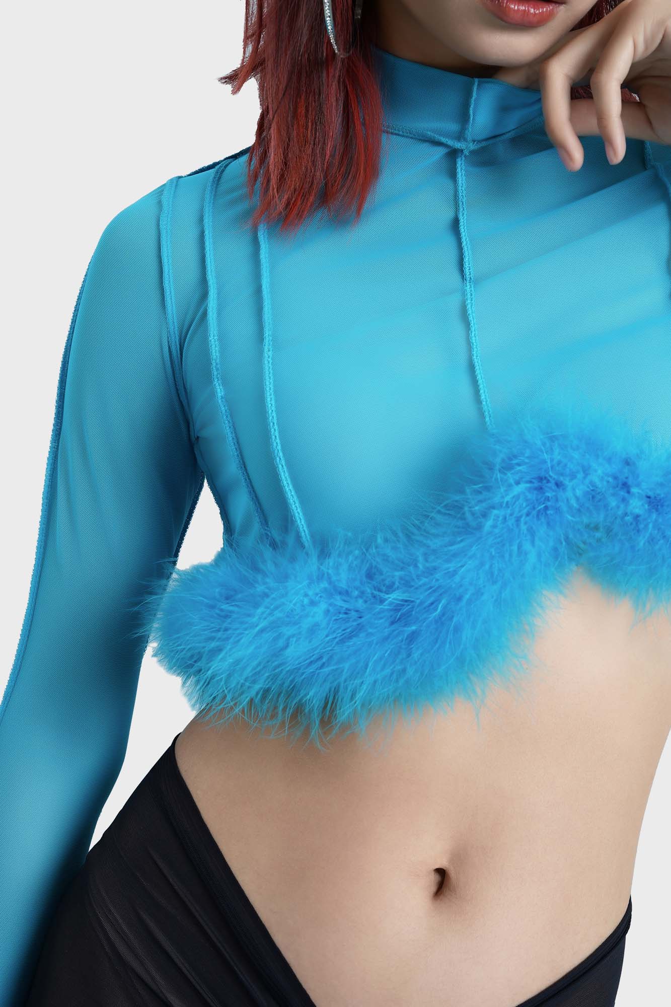 Crop top with feather trim