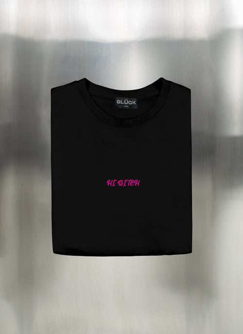 Hi bitch black crop t-shirt