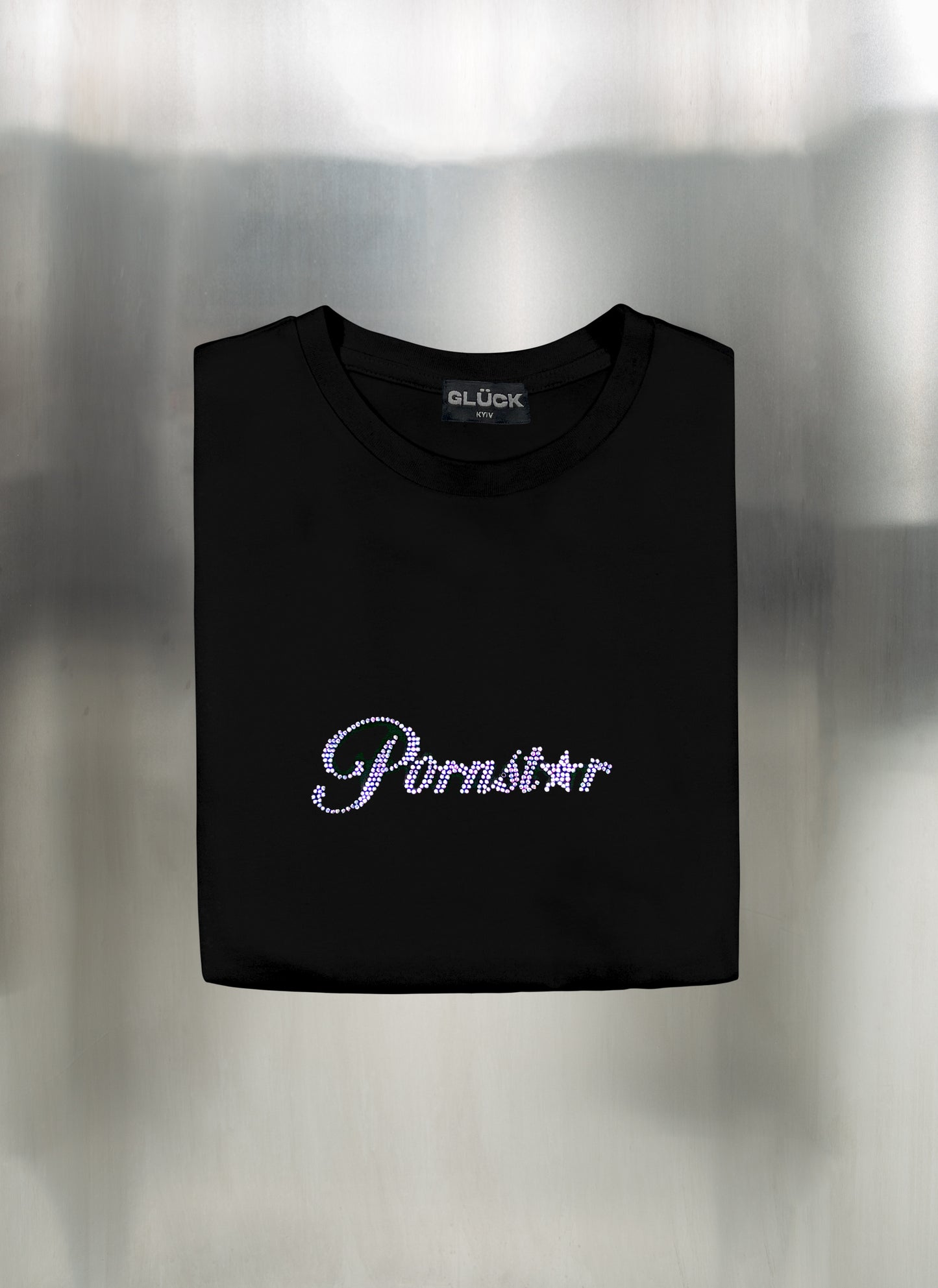 Pornstar t-shirt with pink rhinestones