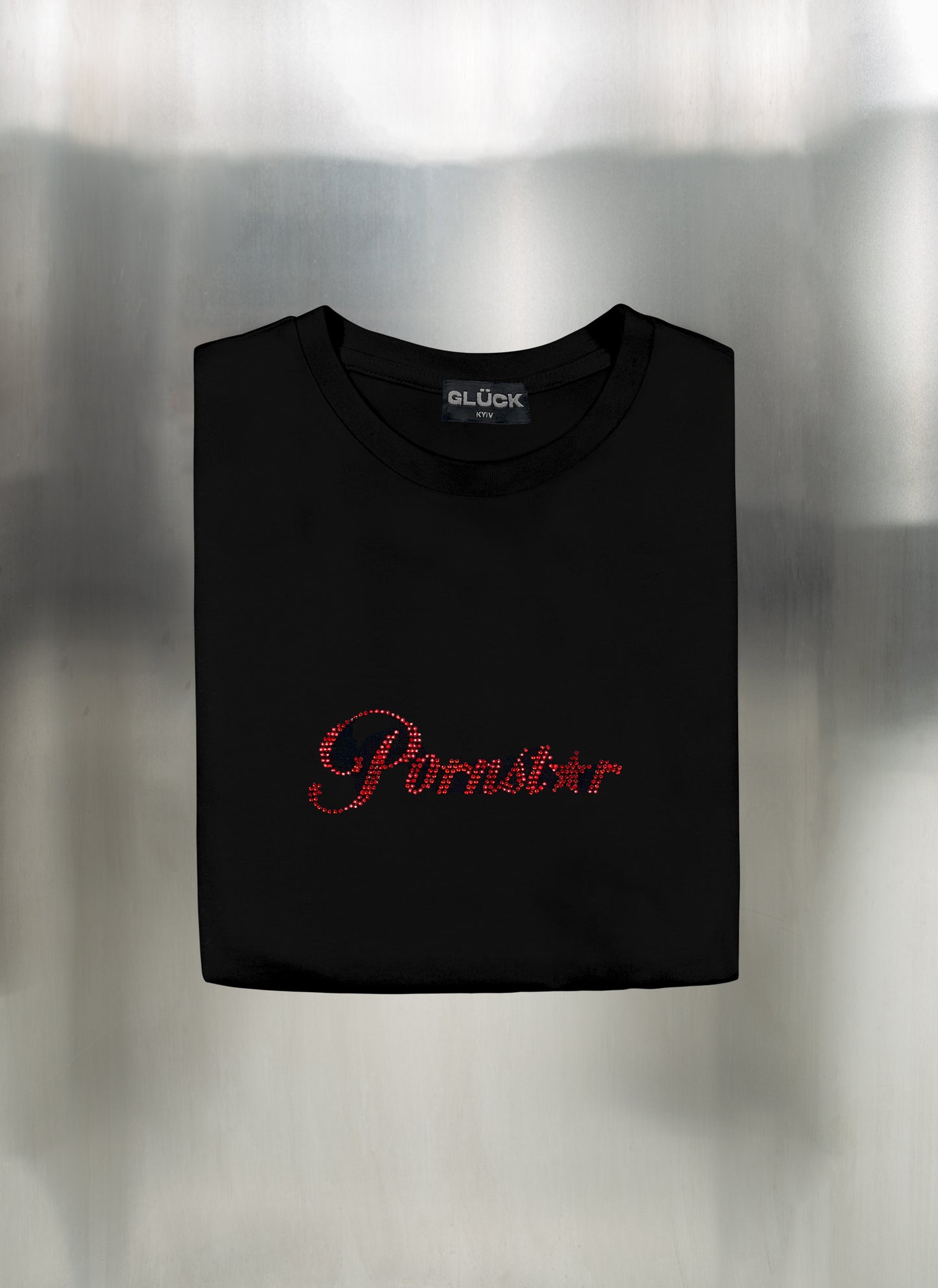 Pornstar t-shirt with red rhinestones