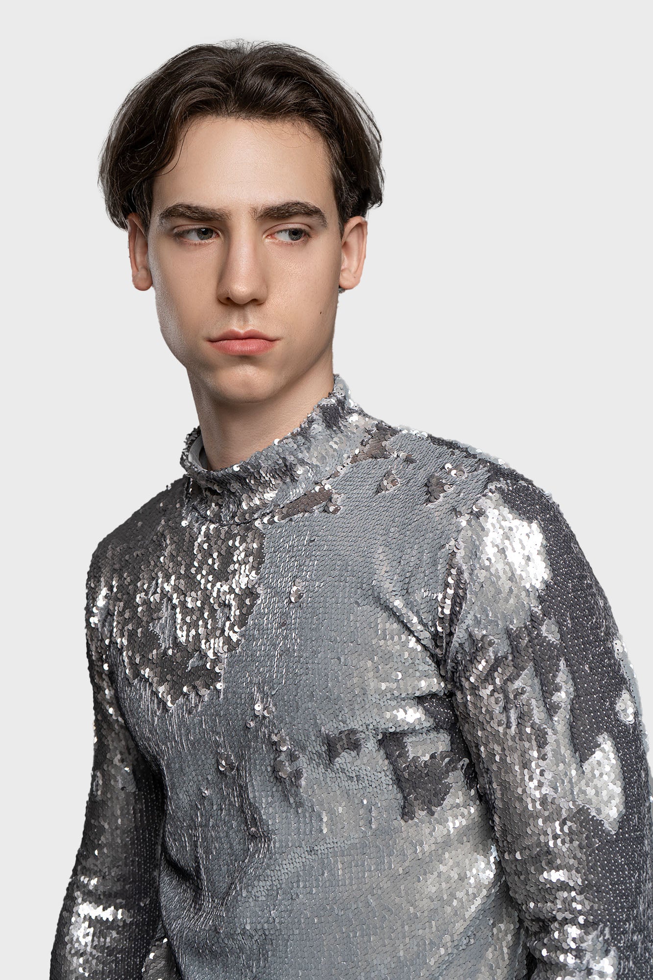 Silver sequin turtleneck