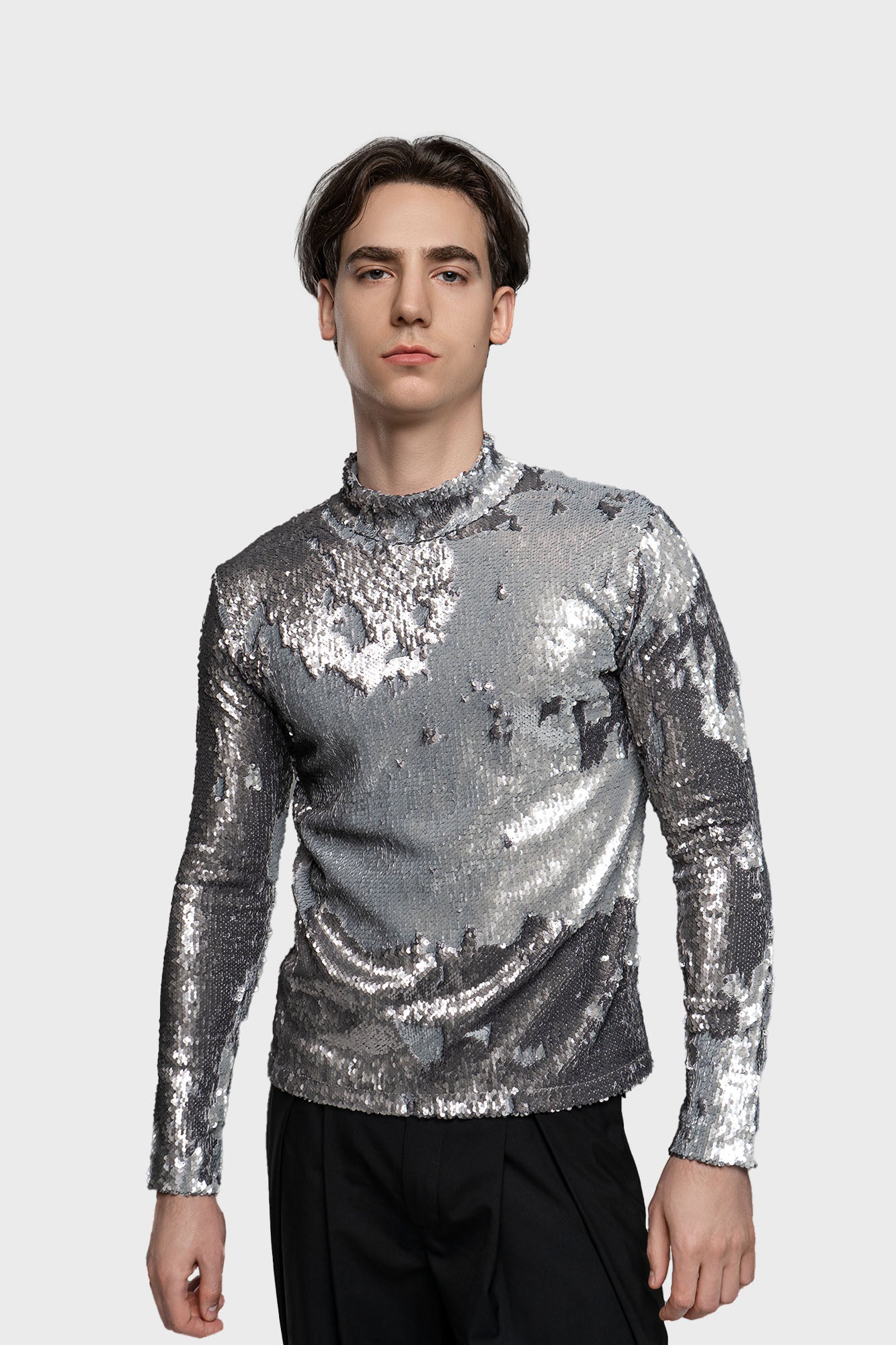 Silver sequin turtleneck